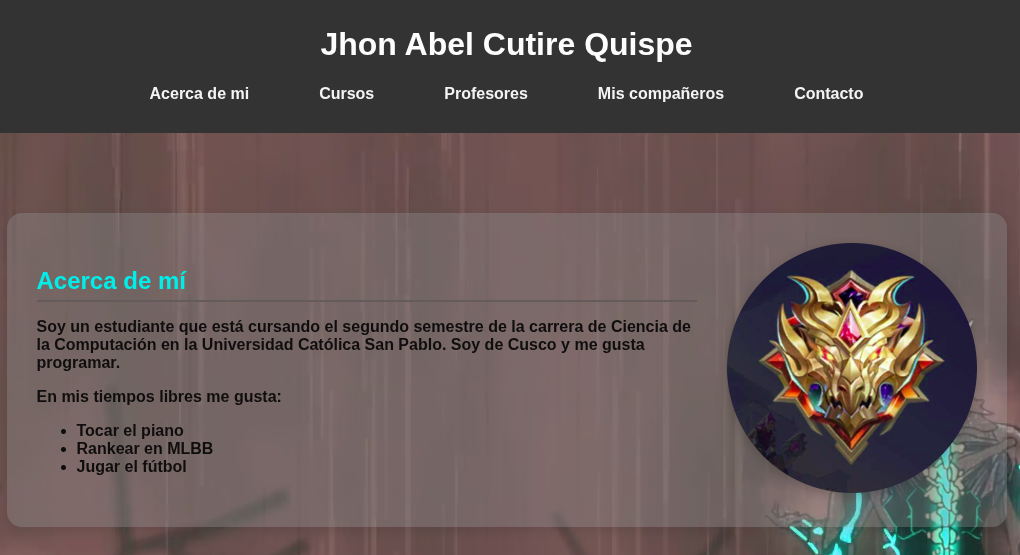 Previsualización de la página de Jhon Abel Cutire Quispe